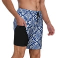 thumbnail image 3 of Picia Stylized Flowers Vintage Boho pattern Mens Swim Trunks with Compression Liner Stretch Beach Shorts Quick Dry with Zipper Pockets No-Chafing Board Shorts-Medium, 3 of 9