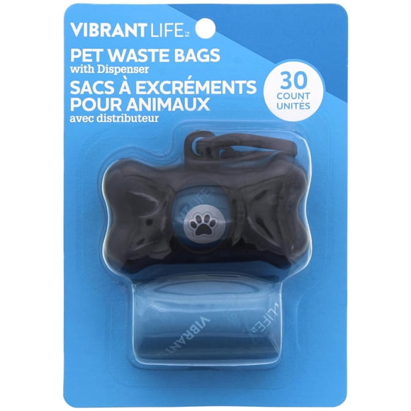 Vibrant Life Dog Poop Bags with Dispenser, Unscented, 30 Bags