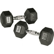 York Barbell  Rubber Hex Dumbbell with Chrome Ergo Handle - 60 lbs