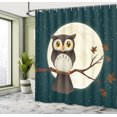 thumbnail image 4 of Ambesonne Owl Feather Shower Curtain, Night Bird Moon Branch, 69"Wx84"L, Dark Teal Brown and Eggshell, 4 of 4
