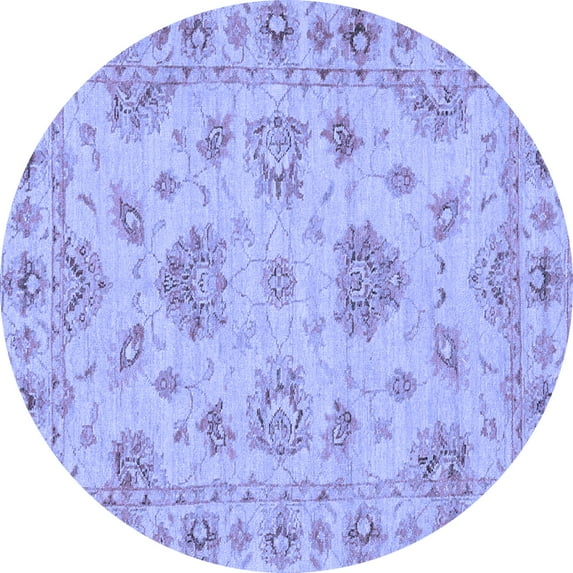 Ahgly Company Indoor Round Abstract Blue Modern Area Rugs, 8' Round