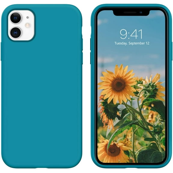 iPhone 11 Case Silicone, Liquid Silicone Soft Gel Rubber Slim Cover with Microfiber Cloth Lining Cushion Shockproof Full Body Protective Case for iPhone 11 6.1 for Women Girls, Fruit Blue