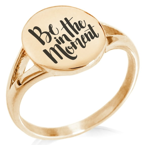 Stainless Steel Be in the Moment Minimalist Oval Top Polished Statement Ring