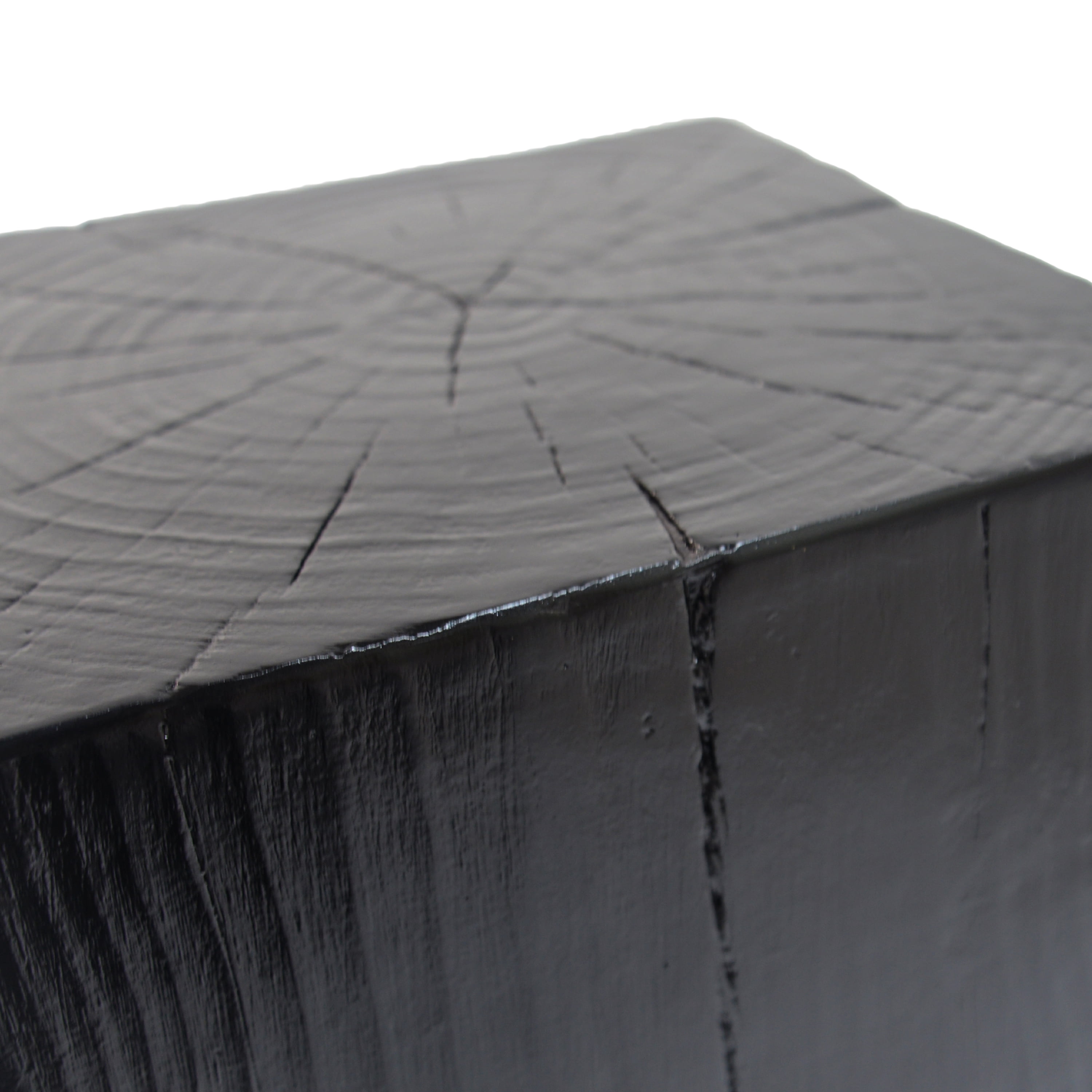 Square-Column End Table, Wood-Look Table for Indoor Outdoor Use, Black