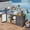 w/ Handle, variant on YODOLLA Outdoor Grill Table Cart with Storage Cabinet Weatherproof, Outdoor Kitchen Island w/ Counter Prep Table & Handle in Dark Grey
