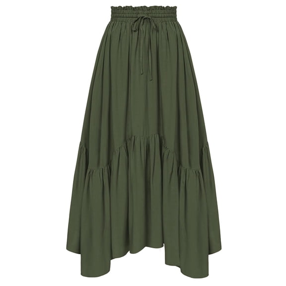 Maxi Skirts for Women High Waist Renaissance Skirt Long Skirt with Pockets Green S