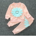 thumbnail image 2 of Odeerbi Baby Girls Clothes Toddler Outfit Children's Pullover Suit Kids Sunflower 2-piece Set Boys Sweatsuit Hot Pink, 2 of 5