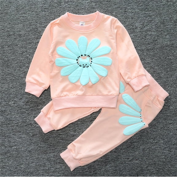 BONIXOOM Cute Toddler Baby Girls Clothes Set Kids Clearance Clothes Long Sleeve Round Neckline Buckle Christmas Set Pink 12 Months