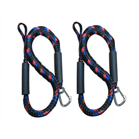 Pactrade Marine Boat Pontoon Kayak PWC Jet Ski Bungee Dock Line Mooring Rope 4'-5.5' with SS316 Snap Hook Salt and Fresh Water Use 2 Pack (Red, Blue & Black)