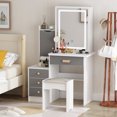 thumbnail image 2 of Vanity Set with Mirror and Light Girls Makeup Vanity Set Dressing Makeup Table Gray, 2 of 2