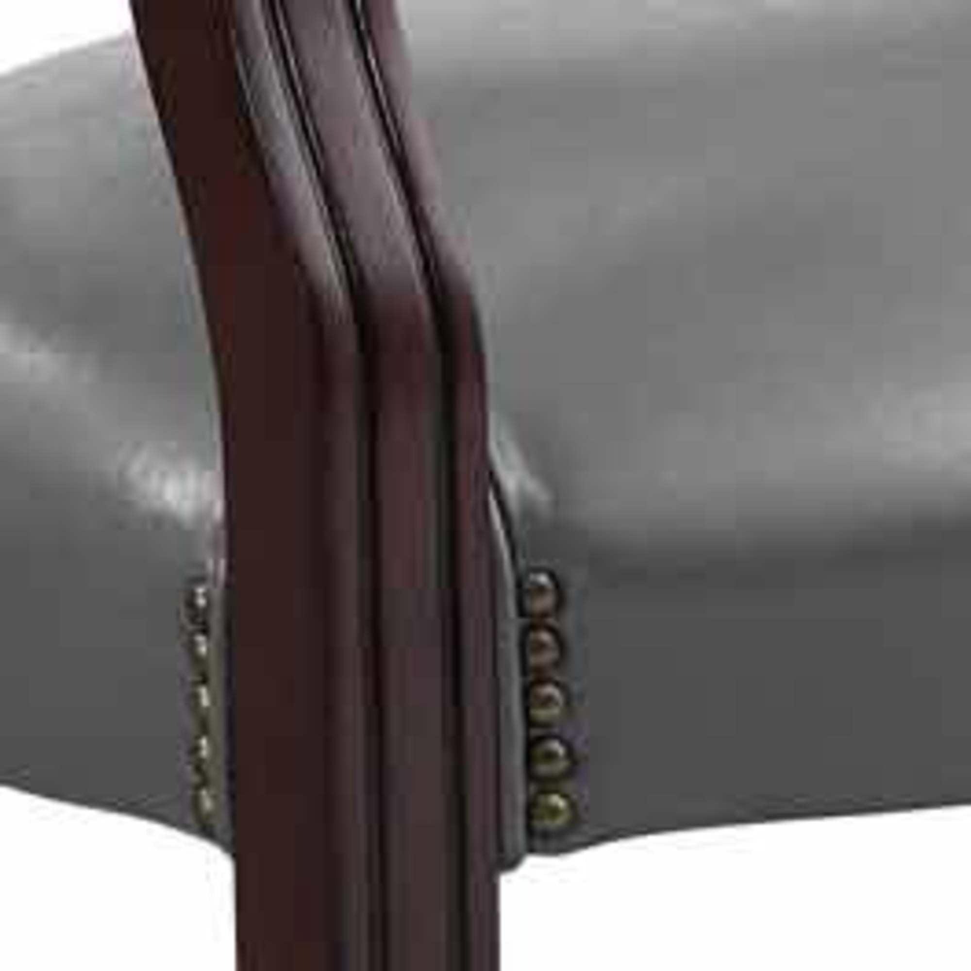 Steve Silver Tournament Faux Leather Dining Chairs with Arms, Gray