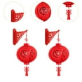 thumbnail image 6 of Tachiuwa 2Pcs Red Chinese Lantern Flocking Cloth Hanging Lantern 3D Puzzle Lantern for Spring Festival Restaurant 26cmx50cm, 6 of 9
