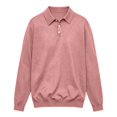 thumbnail image 6 of Mens Polo Shirts Long Sleeve Button Down Collar Casual Golf Shirt Breathable Basic Solid Color Loose Tops, L, 6 of 6
