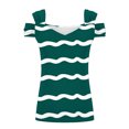 thumbnail image 3 of Camisas de Manga Corta para las Mujeres, Cuello en V Plegable de Impresión Del Hombro Top Casual Hecho de Poliéster Cómodo para el Verano, Tops de Bikini para las Mujeres, 3 of 6