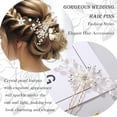 thumbnail image 3 of 6 Pieces Bride Wedding Hair Pins, FHDUSRYO Flower Bridal Hairpin, Crystal Pearl Hair Clip, Rhinestone Hair Barrettes, U Shaped Hair Pins Wedding Hair Accessories for Women, Girls, Bridesmaids, 3 of 7