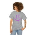 thumbnail image 3 of Purple outline smiley face t shirt Unisex Heavy Cotton Tee, 3 of 8