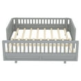 thumbnail image 7 of Twin Montessori Floor Bed or Double Twin Platform Bed for Kids, Solid Wood Twin Bed Frame with Guardrails, 2-in-1 Convertible Toddler Bed Frame, Grey, 7 of 7