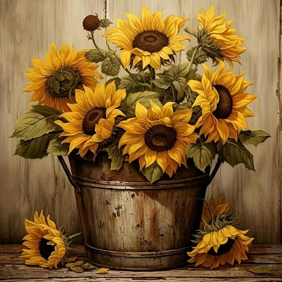 Kit de pintura con diamantes de girasol para adultos – Kit de arte floral con diamantes 5D (ideal para principiantes) – Kit de manualidades DIY de pintura con gemas(15 x 20 pulgadas, sin marco)