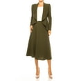 thumbnail image 3 of Women's Solid 2-Piece Set Open Front Blazer and Matching Midi Skirt, 3 of 8