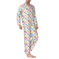 thumbnail image 2 of Honeii Colorful Rabbit Pattern Mens Pajamas Set,2pcs Men's Lounge Long Sleeve Sleep Shirt and Pajama Bottoms Sleepwear Set,Mens Pjs Sets-X-Large, 2 of 7