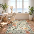 thumbnail image 3 of Design&I 5'x7' Washable Area Rug Flatweave & Daily Traffic Ready Funky Abstract Occult Botanical Oversized Petals Curling Stems for Guest Room, Lounge, Apartment, 3 of 7