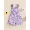 thumbnail image 2 of Halloween Toddler Girls Overalls Clothes Flower Ghost/Pumpkin Suspender Pants Baby Sleeveless Shortall Romper Jumpsuit, 2 of 8