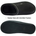 thumbnail image 4 of Mens Slippers Memory Foam Comfort Fuzzy Plush Lining Slip On House Shoes Indoor Outdoor Clog Black, Size 11-12, 4 of 7