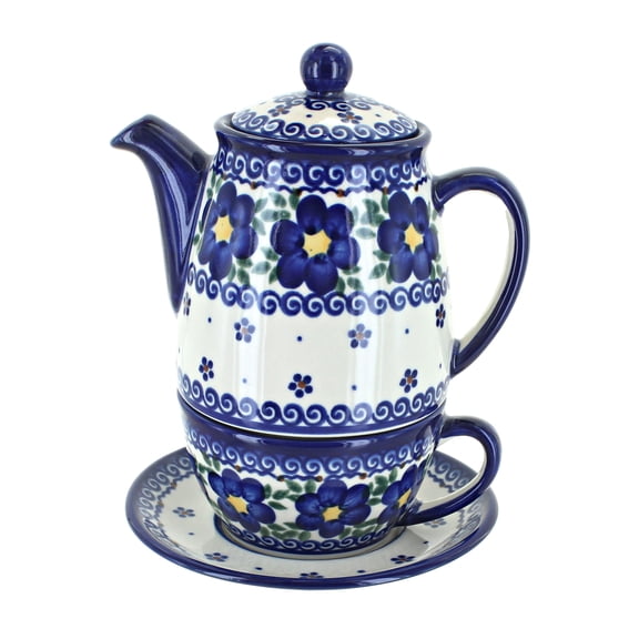 Blue Rose Polish Pottery Spring Blossom Tea For One