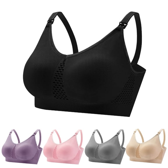 Agkizg Breathable Mesh Nursing Sports Bra,Front Open Closure Wireless Maternity Bra,Push Up Breastfeeding Bra for Pregnant (Women's or Women's Plus)