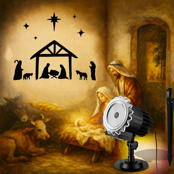 Proyector de Navidad para exteriores, giratorio, con estrellas