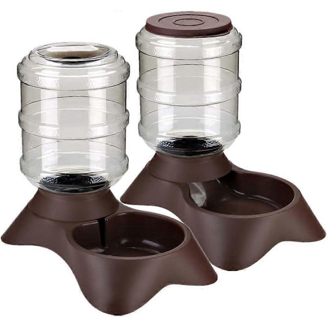 Dispensador automático de comida para gatos, gran capacidad, dispensador de agua para perros y mascotas, color marrón, juego de comederos