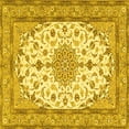 thumbnail image 1 of Ahgly Company Machine Washable Indoor Square Medallion Yellow Traditional Area Rugs, 4' Square, 1 of 4