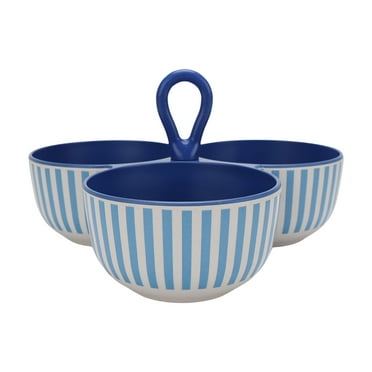 Mainstays by Becky G. & Alejandra Bamboo Melamine Triple Condiment Server, Blue Stripe