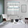 thumbnail image 4 of Aqua Grey Kitchen Curtains Sets for Windows 36 Inch Length, Chic Garden Floral Stripe Embroidery Design Rod Pocket Window Treatments Tier Curtains and Valances Set for Bedroom/Bathroom, 4 of 8