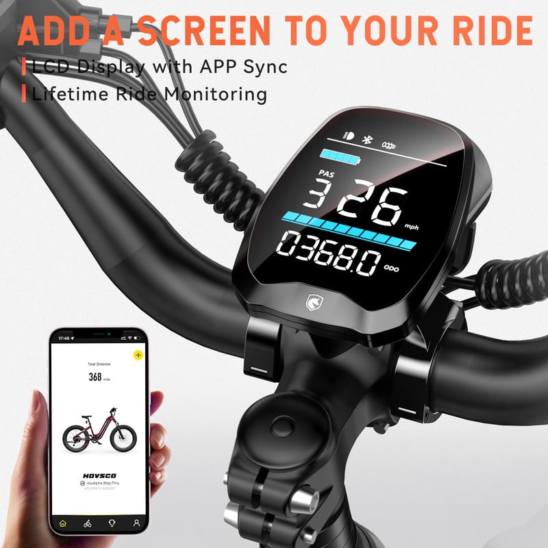 HOVSCO HovAlpha 26" Fat Tire Electric Bike, 750W Electric Mountain Bike for Adults, 48V/20AH Samsung/LG Battery, APP Control, UL2849, Deep Red