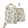 thumbnail image 6 of Bxsruta Women's Floral Print Pajama Set Sleeveless Ruffle Trim Top and Shorts 2 Piece Sleepwear for Women Lightweight Lounge Wear, 6 of 7