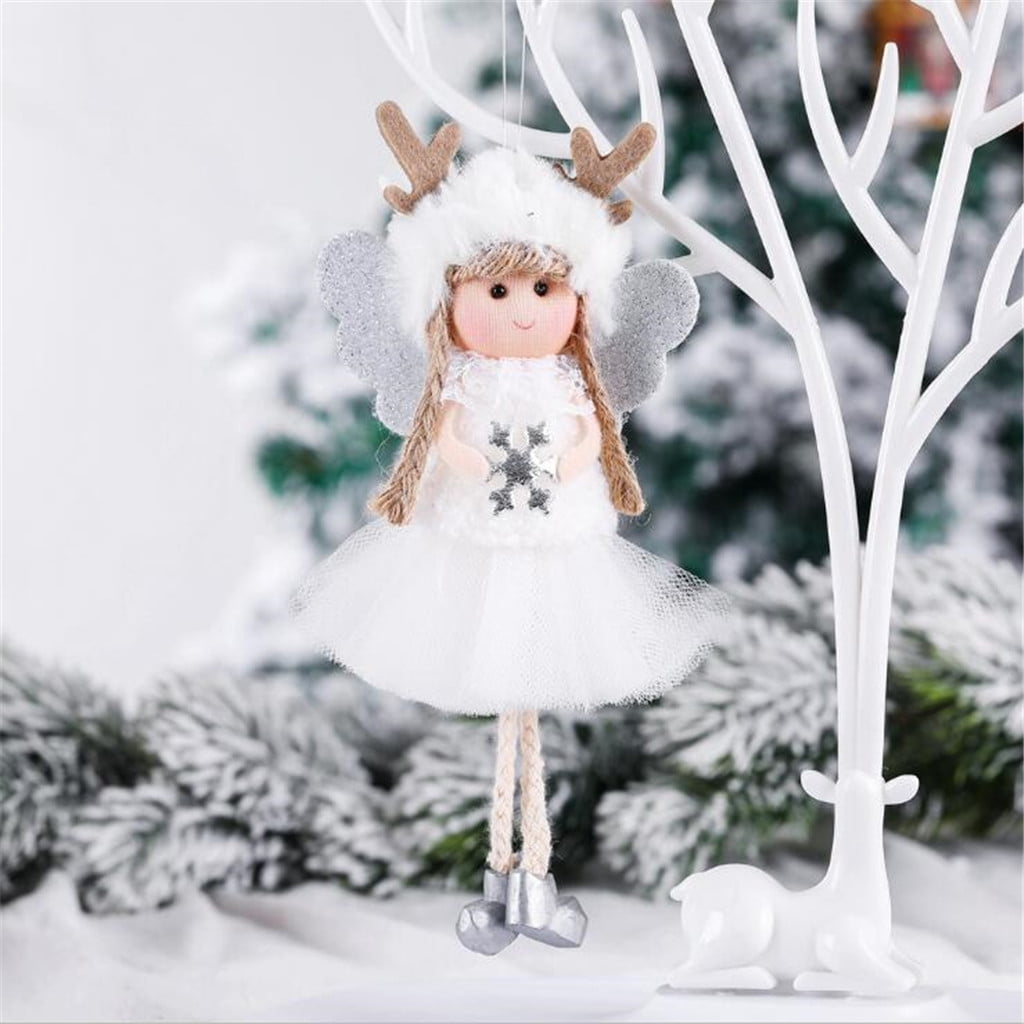 1x Cartoon Tree Pendants Ornaments Christmas Angel Plush Doll Toy DIY Home Decor 