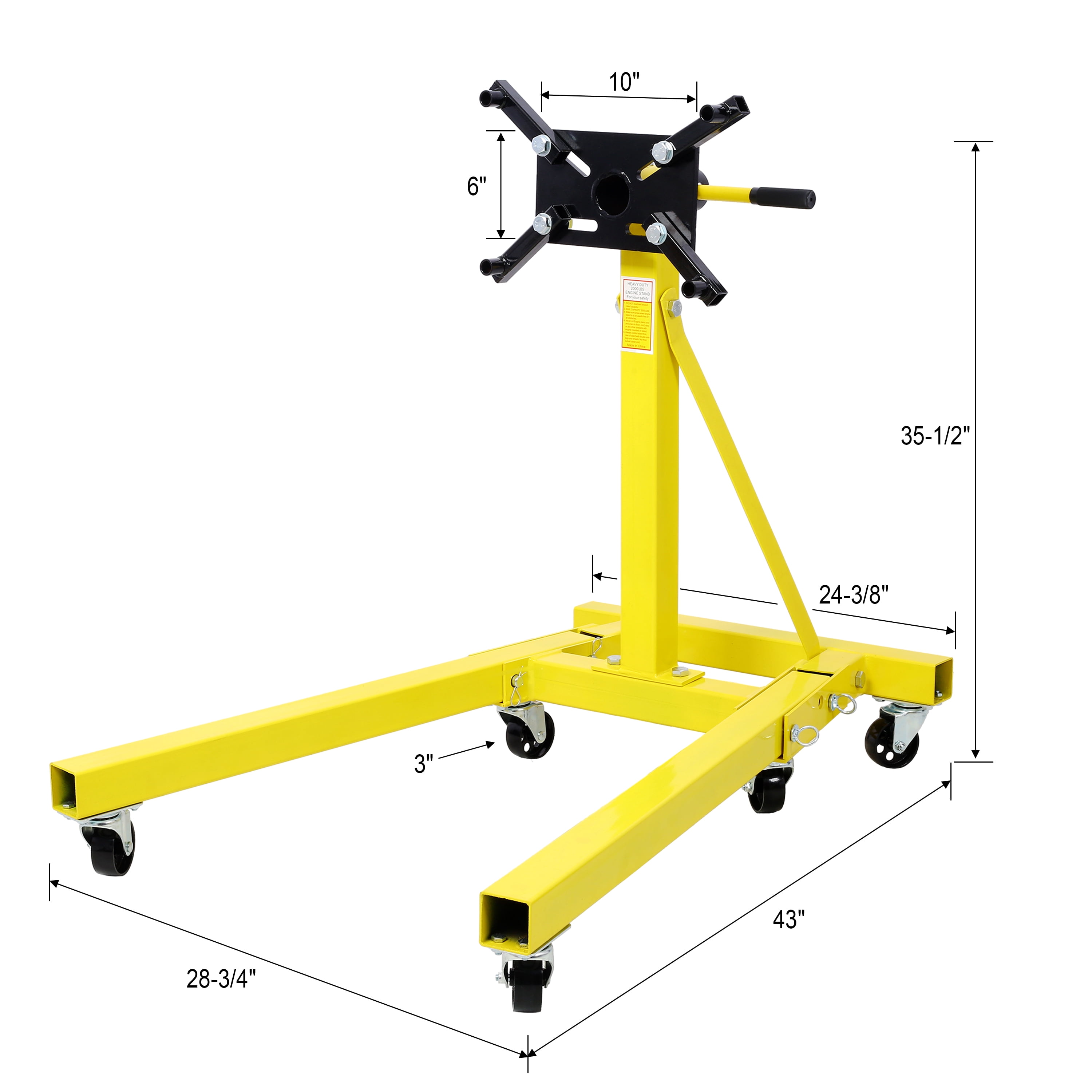 Folding Engine Stand 2000LB Capacity 360° Head Jack Dolly Mover