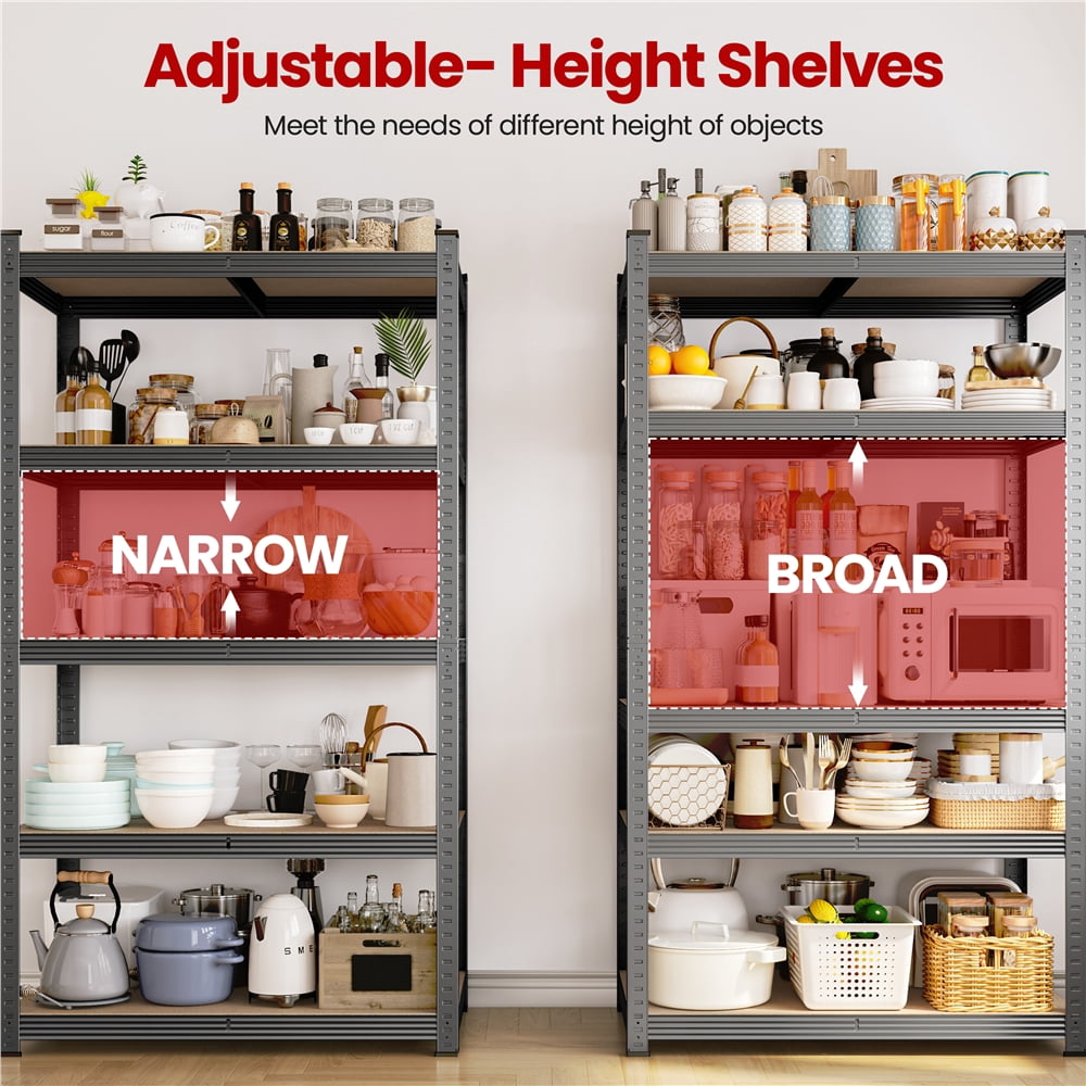 Yaheetech 5 Tier Metal Storage Rack with Adjustable Shelves, Dark Gray