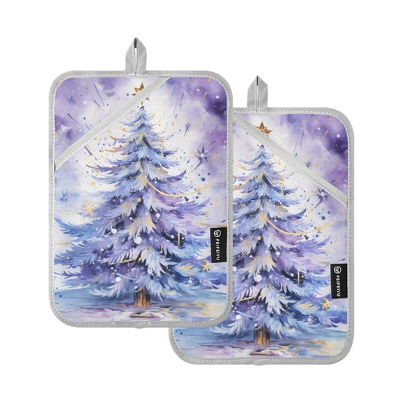 Christmas Tree Pot Holders Set of 2 Heat Resistant Kitchen Oven Gloves Potholder Cooking Baking Microwave Mitts