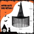 thumbnail image 3 of Black Witch Hat for Women, Halloween Costume Hat with Dangle Fringe, Hocus Pocus Party Halloween Decor & Accessories, 3 of 5