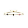 Keren Hanan 18K Yellow Gold Plated Silver 3 Stone Created Moissanite Fully Adjustable Bracelet by Gem Stone King Oval Round Octagon Sapphire and Created Moissanite (2.15 Cttw)