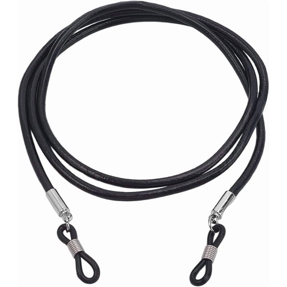 Cowhide Eye Glasses Holder Around Neck Strap Universal Glasses Lanyard String Genuine Leather Eyewear Retainer Cord Eyeglass Holder Chain for Men Women Sunglass(Black)