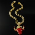 thumbnail image 3 of Hip Hop Cuban Chains Red Bull Head Pendant Necklace With 13mm Miami Cuban Chain Iced Out Bling HipHop Necklaces Fashion Jewelry, 3 of 8