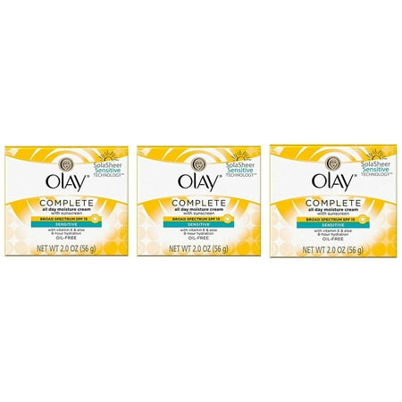 Olay Complete All Day Moisture Face Cream with Sunscreen, Sensitive Skin, 2.0 fl. oz. (Pack of