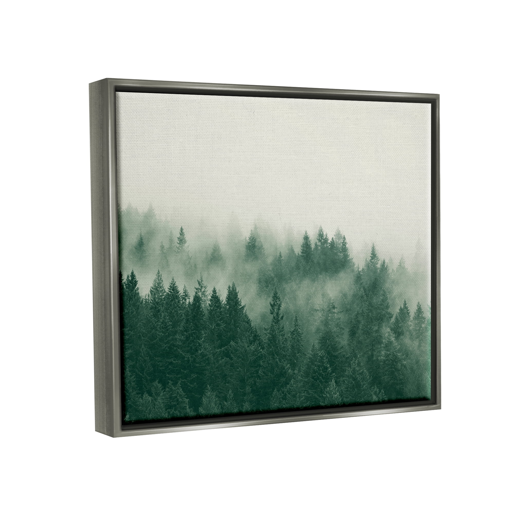 Stupell Misty Trees Woodland Forest Landscape Photography Gray Floater Framed Art Print Wall Art