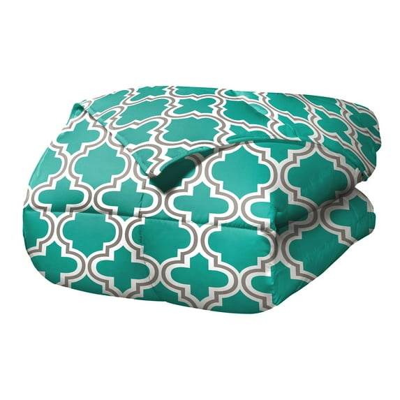 Superior Trellis Geometric Comforter Set Teal / King/Cal King