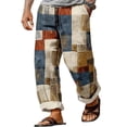 thumbnail image 4 of BUWTTED Pants for Men Retro Vintage Distressed Theme Straight Leg Loose Fit Summer Breathable Color Block Blue Pants L, 4 of 4
