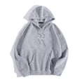 thumbnail image 6 of Women's Hoodies Fall Loose Fit Hooded Long Sleeve Mitten-Cuff Cold Shoulder Drawstring Solid Color Hoodie Flannel Sweatshirts Hoodies(Grey,M), 6 of 9