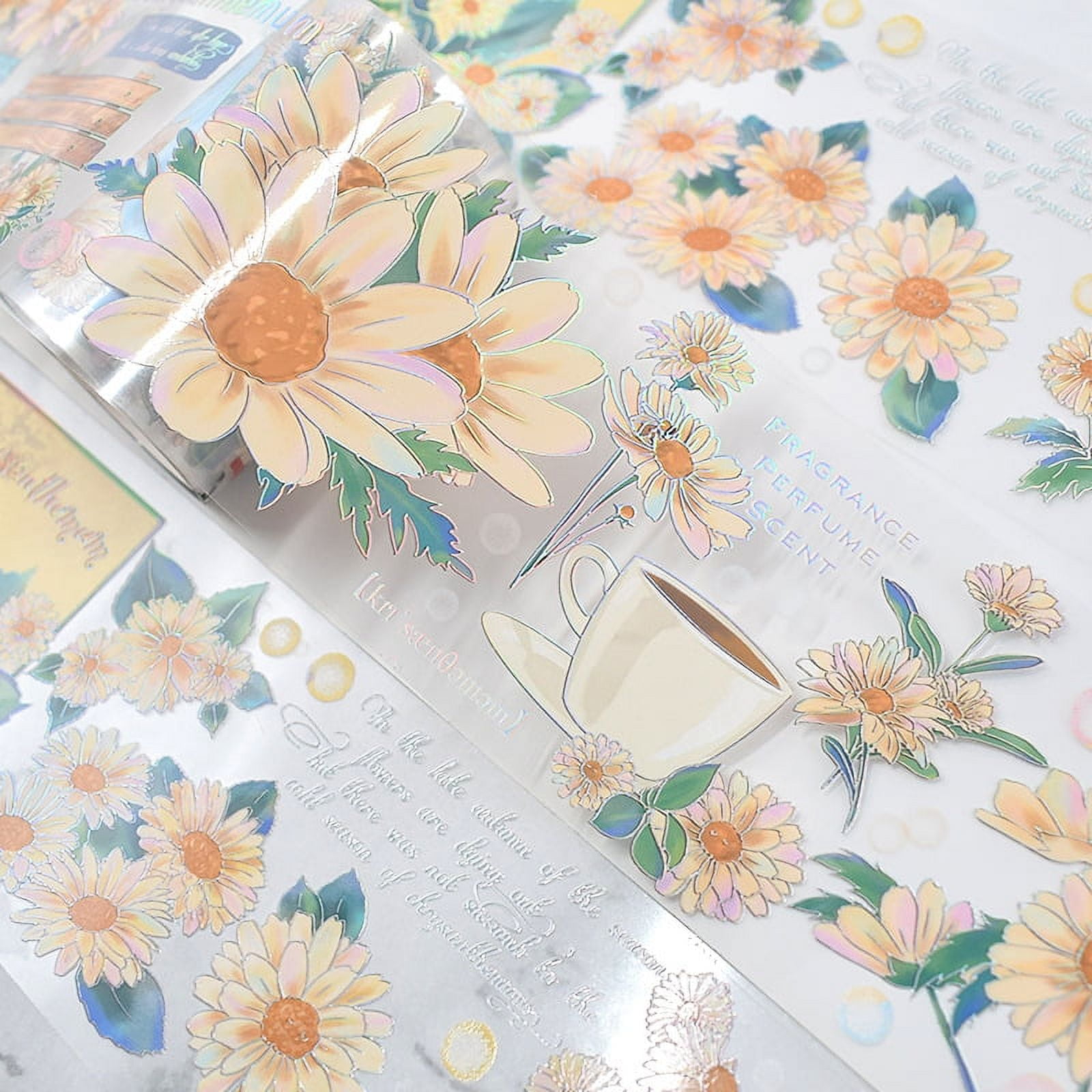 Original Floral PET Tape - Creative Rose Flower Design for Scrapbooking and DIY Journals